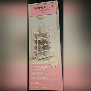 NIB, JUICY COUTURE 5 TIER PINK & WHITE LEOPARD SHOE RACK
